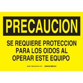 Brady 38839 Plastic, 10" X 14" Precaucion Sign Legend, "Se Requiere Proteccion Para Los Oidos Al Operar Este Equipo" Industrial Warning Signs
