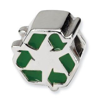 Reflection Beads   925 Sterling Silver Enameled Recycle Symbol Bead Bead Charms Jewelry