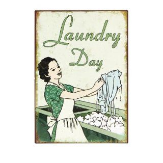 11" Retro 1950s Style "Laundry Day" Advertisement Distressed Tin Sign   Decorative Signs