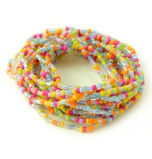 18 Multi Color Pastel Candy Seed Bead Elastic Stretch Adjustable Bracelets Jewelry