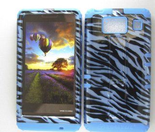 Hard Blue Skin+Transparent Blue Zebra Snap For Motorola Droid RAZR MAXX HD XT926 Cell Phones & Accessories