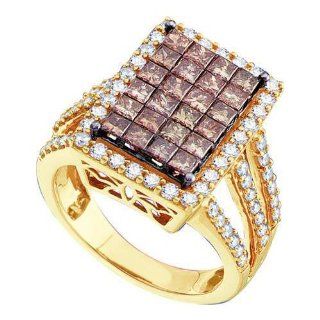 14K Yellow Gold 2.50 TCW Cognac Diamond Ring Will Ship With Free Velvet Jewelry Gift Box Lagoom Jewelry
