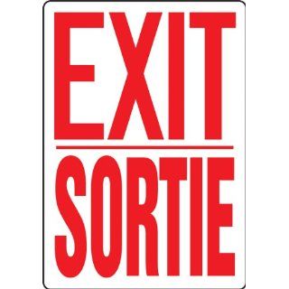 Accuform Signs FBMEXT906VA Aluminum French Bilingual Sign, Legend "EXIT/SORTIE", 10" Width x 14" Length x 0.040" Thickness, Red on White Industrial Warning Signs