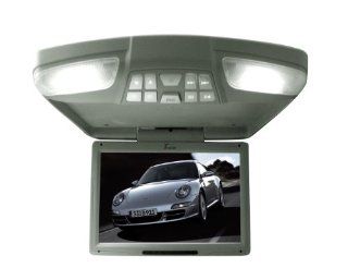 Tview T138ADVFD GR 13 Inch Car Flip Down Monitor with Built In DVD Player (Grey)  Vehicle Overhead Video 