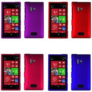 iFase Brand Nokia Lumia 928 Combo Rubber Dark Blue + Rubber Red + Rubber Purple + Rubber Rose Pink Protective Case Faceplate Cover for Nokia Lumia 928 Cell Phones & Accessories