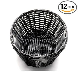 Tablecraft 2471 Polypropylene Handmade Basket, Oval, Black, 7 Inch (Case of 12) Restaurant Baskets Kitchen & Dining