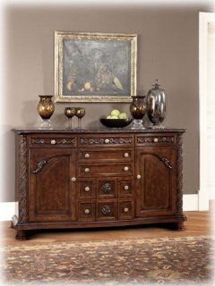Old World Dining Room Server in Dark Brown   China Cabinets