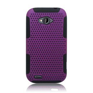 Eagle Cell ZTE Savvy Hybrid TPU Mesh Case   Retail Packaging   Black/Purple Cell Phones & Accessories