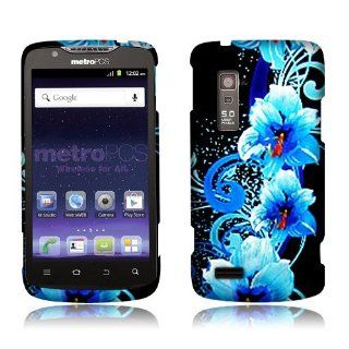 ZTE Anthem 4G N910 Blue Flowers Rubberized Cover Cell Phones & Accessories
