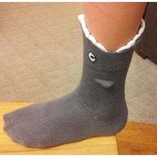 Shark Bite 3 Dimensional Trouser Socks by Foot Traffic One Size (Women's Shoe Sizes 4 10) Clothing