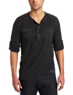 Calvin Klein Jeans Men's Long Sleeve Military Henley Shirt, Black, Small at  Men�s Clothing store