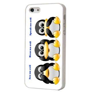 white frame funky cute See no evil hear no evil speak no evil penguins Design iphone 5 5S Case/Back cover Hard Plastic Case Cell Phones & Accessories