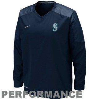 Nike Seattle Mariners Dri FIT Staff Ace Performance Warm Up Pullover   Navy Blue (Medium)  Sports Fan Outerwear Jackets  Sports & Outdoors