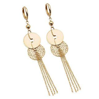 14K Yellow Gold 80mm(H) x 15mm(W) Fancy Fashion Hanging Dangling Hinged Earrings for Women Goldenmine Jewelry