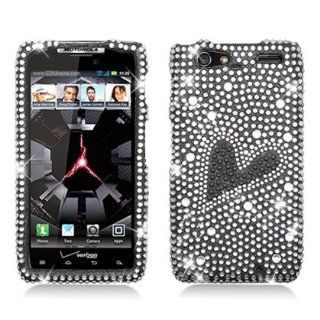 AIMO Heart Rhinestone/Crystal/Bling/Diamond Hard Case Cover For Motorola Droid Razr Maxx XT913 Black Cell Phones & Accessories
