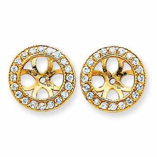 Genuine 14K Yellow Gold Diamond Earrings Jacket Mountings ( Stones Not Included) 3.15 Grams of Gold Dangle Earrings Jewelry