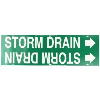Brady 4132 H Brady Strap On Pipe Marker, B 915, White On Green Printed Plastic Sheet, Legend "Storm Drain" Industrial Pipe Markers