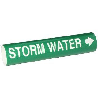 Brady 4134 D Bradysnap On Pipe Marker, B 915, White On Green Coiled Printed Plastic Sheet, Legend "Storm Water" Industrial Pipe Markers