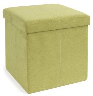 FHE Group Microsuede Folding Storage Ottoman, 15 by 15 by 15 Inches, Green  