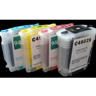 Discountinkllc   4 HP 940 940XL Refillable ink Cartridges + new Chips for HP OfficeJet Pro 8000 8500 8500a Printer 940 Black Cyan Magenta Yellow 