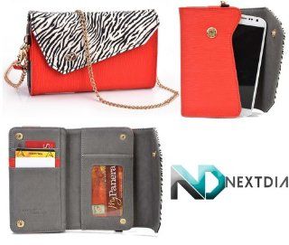 Smartphone Wristlet for Nokia Lumia 521 RM 917 (T Mobile) [Red Parrot/Ivory White Tiger Print] with Gold Shoulder Stap + Complimentary NextDia ™ Velcro Cable Wrap Toys & Games