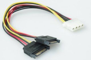 SMAKN 4 Pin Female to 2 X 15 Pin Male Sata Power Cable for IDE to Serial ATA Sata Hard Drive Power Cable Adapter Computers & Accessories