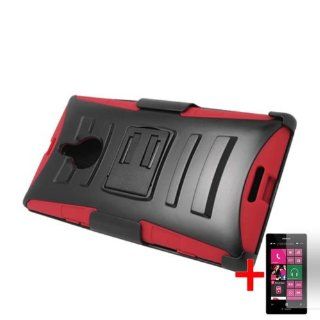 NOKIA LUMIA 1520 BLACK RED HYBRID KICKSTAND COVER BELT CLIP HOLSTER CASE + FREE SCREEN PROTECTOR from [ACCESSORY ARENA] Cell Phones & Accessories