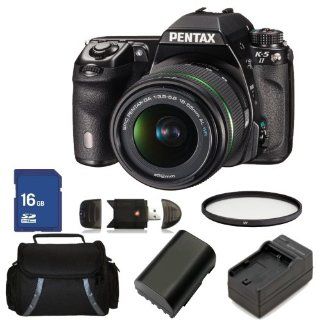 Pentax K 5 II 16.3 MP DSLR DA 18 55mm WR Lens Kit (Black). Includes UV Filter, 16GB Memory Card, High Speed Card Reader, Extended Life Replacement Battery, Charger & Carrying Case  Slr Digital Cameras  Camera & Photo