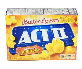 Act 2 Microwave Popcorn Butter Lover 3pk Case of 12 8.25oz  Grocery & Gourmet Food