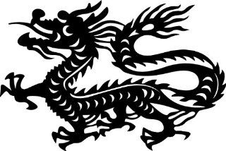 Dragon Chinese Zodiac Wall Sticker Decal Silhouette Decoration   12 in. Black   Stencils