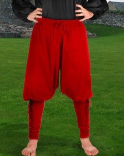 Medieval Renaissance Pirate Captain Cottuy Pants Costume [Red] Clothing