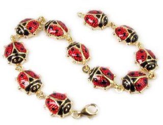 Stunning Enamel Ladybug Bracelet   JewelryWeb Identification Bracelets Jewelry