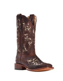Johnny Ringo Women's Western Leather Boots Square Toe Rust Leopard 922 01C B(M) Shoes