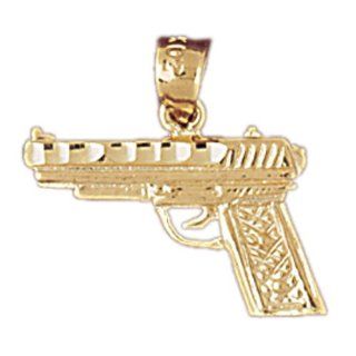14K Yellow Gold Handgun Pendant Jewelry
