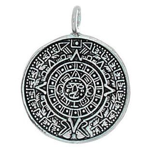 925 Sterling Silver Aztec Calendar Pendant Jewelry