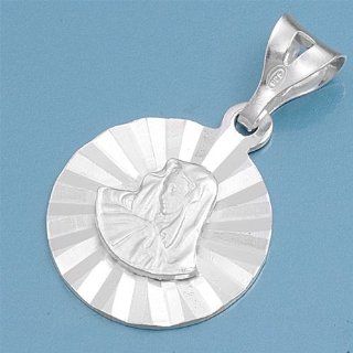 Virgin Mary 18MM Pendant Sterling Silver 925 Jewelry