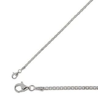 20" 1.8mm (0.07") Rhodium Plated Polished Diamond Cut Box Chain w/ Lobster Clasp 925 Sterling Silver Jewelry