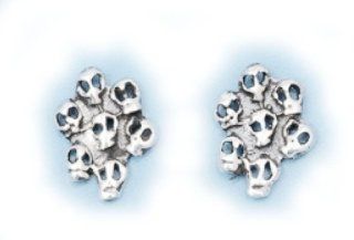Skulls Stud Earrings Sterling Silver 925 Jewelry