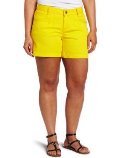 Southpole Juniors Plus Size Yellow Colored Denim Shorts with Rivets On Back Pockets, Yellow, 16