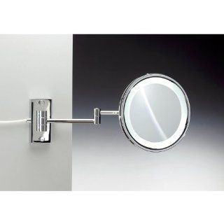 Windisch Wall Mounted Brass LED Direct Wire Mirror With 3x, 5x Magnification 99287/D  Personal Makeup Mirrors  Beauty
