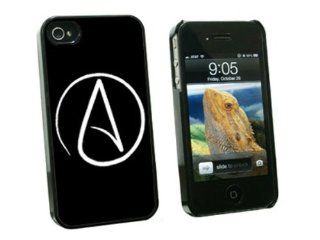 Graphics and More Atheism Symbol   Snap On Hard Protective Case for Apple iPhone 4 4S   Black   Carrying Case   Non Retail Packaging   Black Cell Phones & Accessories