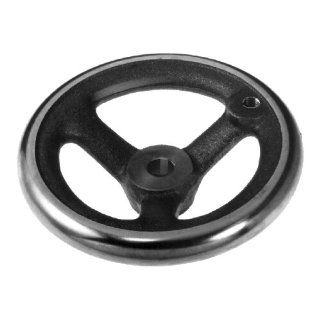 Spoked handwheel DIN 950, made of cast iron diameter 225mm corona turned and polished, type B/G with thread hole 5 spokes Hardware Hand Wheels