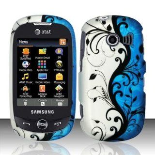 Blue Vines 2D Silver Texture Faceplate Hard Plastic Protector Snap On Cover Case For Samsung Flight II SGH A927 Cell Phones & Accessories