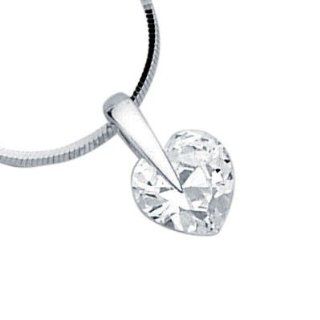 So Chic Jewels   Sterling Silver Facet Clear Cubic Zirconia Heart Pendant (Sold alone cubic snake chain not included) So Chic Jewels Jewelry