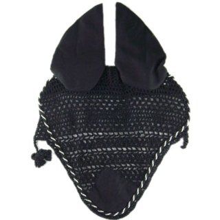 Crochet Horse Ear Net Handmade FLY Bonnet Fly Veil Insect Control Black Sports & Outdoors
