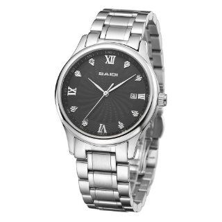 Baidi Men's BBD 72044B Black Crystal Dial Roman Numerals Stainless Steel Bracelet Watch Watches