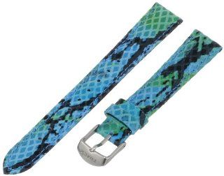 Timex Women's T7B955GZ 16mm Blue/Green Python Patterned Leather Watch Strap Watches