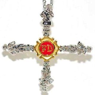 Firefighter's "Maltese" Cross w 24" Chain Chain Necklaces Jewelry