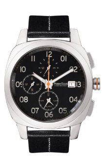 Perry Ellis Men's PEM0011 Black Chronograph Leather Watch at  Men's Watch store.