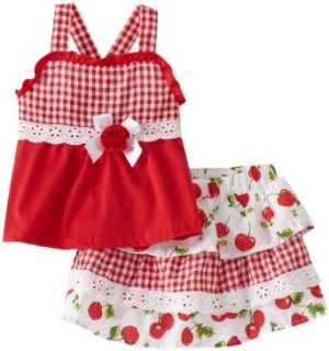 Little Lass Girls 2 6X 2 Piece Cherry Skirt Set, Red, 2T Clothing